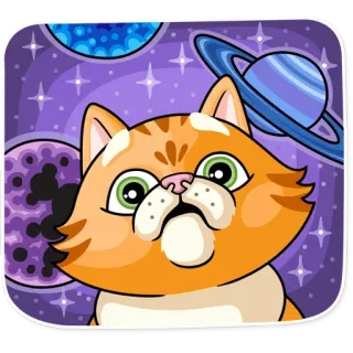 🪐 gato, espaço, planeta, fofo, desenho animado, adesivo, animal telegram sticker