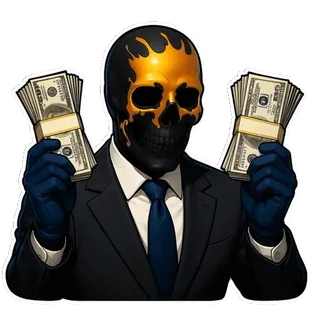 💵 หัวกะโหลก, เงิน, สูท, ทอง, ดอลลาร์, เงินสด, หน้ากาก, นักเลง telegram sticker