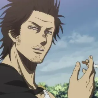 ⚫️ Yami Sukehiro Black Clover Anime, Black Clover, Yami Sukehiro, Personnage, Cigarette, Fumer whatsapp sticker