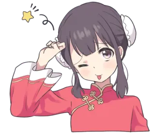 😉 Anime, Garota, Desenho animado, Fofo, Adesivo, Personagem telegram sticker