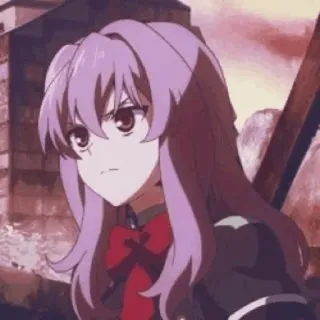 ♟ Anime, Mädchen, ernst, lila Haare, wütend telegram sticker