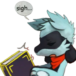 😓 sigh... sigh, book, animal, furry, cartoon, reading telegram sticker