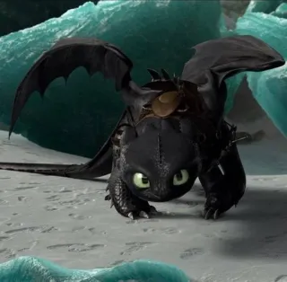 🌟 Toothless How to Train Your Dragon dragón, dibujos animados, animal, negro, lindo, volando telegram sticker