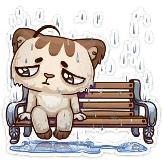 😭 cat, rain, sad, animal, kawaii, cute, cartoon, weather whatsapp sticker