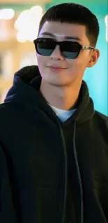 😎 Park Seo-joon korea, aktor, ganteng, kacamata hitam, kasual, hoodie, gaya telegram sticker