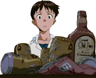 🍻 Shinji Ikari Neon Genesis Evangelion Anime, Alcool, Triste, Shinji, Evangelion telegram sticker