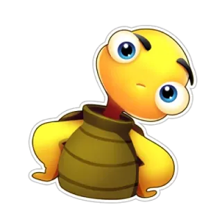 🤨 tartaruga, desenho animado, animal, fofo, amarelo, réptil telegram sticker