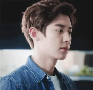 😐 man, korean, asian, portrait, denim jacket telegram sticker