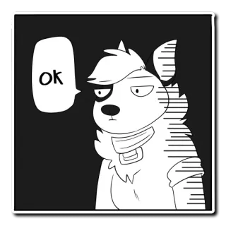 😶 ok animal, dog, ok, cartoon, monochrome, comic telegram sticker