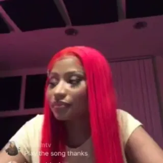 🥀 Nicki Minaj Play the song thanks músico, mulher, cantora, cabelo ruivo telegram sticker
