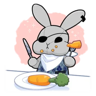 😙 bunny, carrot, food, knife, fork, vegetable telegram sticker