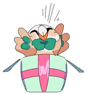 🎁 Rowlet Pokémon pokemon, brindibou, hibou, mignon, animal, sticker telegram sticker