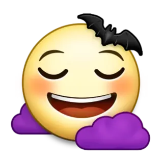 😌 emoji, sleepy, bat, cloud, dream, cute telegram sticker