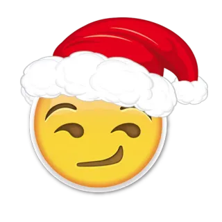 😏 Emoji, Navidad, Gorro de Papá Noel, Sonrisa Socarrona, Invierno, Fiesta, Festivo whatsapp sticker