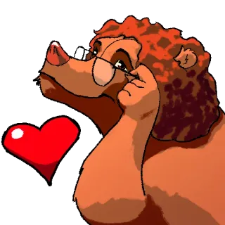 ❤️ 곰, 만화, 하트, 안경, 사랑, 동물 telegram sticker