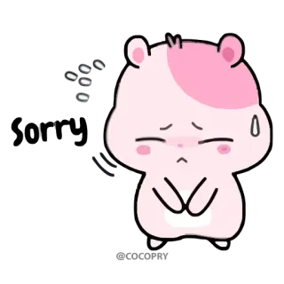 😔 хомяк, милый, розовый, грустный, мультяшный, животное, наклейка telegram sticker