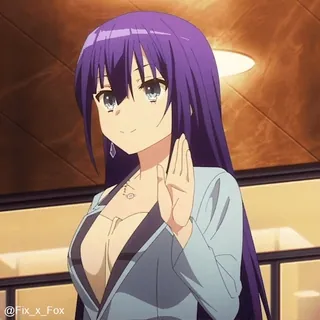 👋 cô gái anime, tóc tím, nhân vật anime, phụ nữ, hoạt hình, viễn tưởng whatsapp sticker