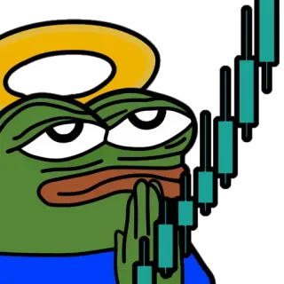 🙏 Pepe the Frog mem, żaba, anioł, akcje, trading telegram sticker