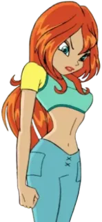 😡 Bloom Winx Club Bloom, Winx Club, tiên, nhân vật hoạt hình, phim hoạt hình, tóc đỏ, cô gái, phong cách anime telegram sticker