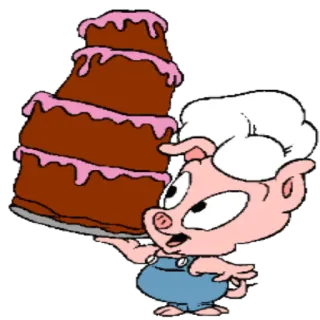 🎂 Porky Pig Looney Tunes pig, cake, baking, cartoon, looney tunes, chef, dessert telegram sticker
