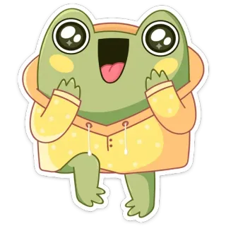 😍 katak, lucu, kawaii, kartun, stiker, binatang, amfibi telegram sticker