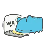 😑 WO!! chat, bleu, mignon, animal, kawaii, dessin animé whatsapp sticker