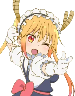 😉 Tohru Miss Kobayashi's Dragon Maid Anime, Dragon, メイド (Maid - Japanese loanword), Mignon, Femme, Dessin animé whatsapp sticker