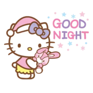 😴 Hello Kitty GOOD NIGHT hello kitty, спокойной ночи, милый, мультфильм, сон, каваи telegram sticker