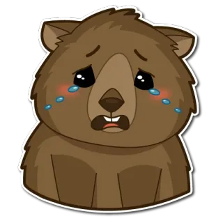 😭 bear, crying, sad, animal, cartoon, sticker, emotional telegram sticker