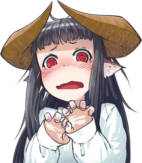 😳 anime, girl, horns, demon, embarrassed, cute, anime girl telegram sticker