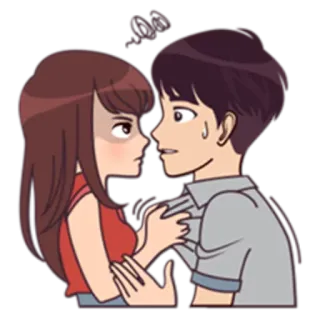 😤 Cartoon, Paar, wütend, schockiert, Romantik whatsapp sticker