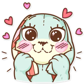 😍 słodki, królik, serca, miłość, uroczy, kreskówka, naklejka telegram sticker