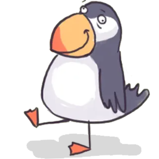 🐦 นกพัฟฟิน, นก, การ์ตูน, สัตว์, น่ารัก, ตลก, ภาพประกอบ telegram sticker