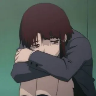 😔 Lain Iwakura Serial Experiments Lain Anime, Fille, Brune, Triste, Allongée, Serial Experiments Lain, Lain Iwakura whatsapp sticker