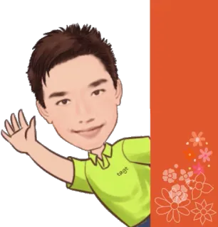 🙋 tagt Cartoon, Gruß, Porträt, Freundlich, Figur, Winkend, Mann telegram sticker