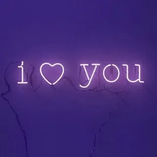 💜 i ♡ you Liebe, Neon, Herz, Lila, Romantisch, Ich liebe dich, Ausdruck, Zuneigung telegram sticker
