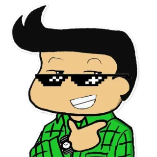 😎 Мультик, Круто, Солнцезащитные очки, Указывает, Персонаж, Мем whatsapp sticker