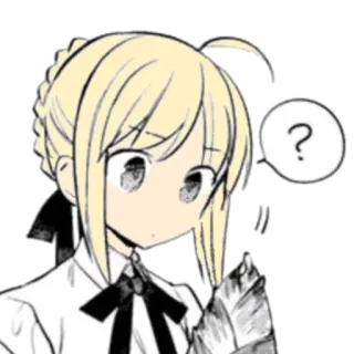 🧐 Saber Fate/stay night อนิเมะ, มังงะ, สับสน, คำถาม, ตัวละคร telegram sticker