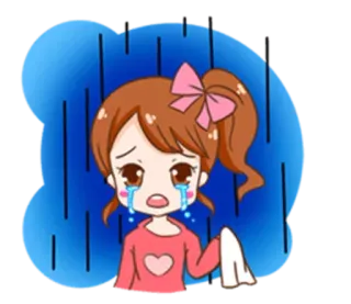 😮 triste, chorando, lágrimas, chateado, emocional, menina whatsapp sticker