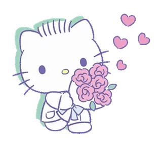 💞 Hello Kitty hello kitty, kawaii, dibujos animados, gato, flores, lindo, corazones whatsapp sticker