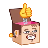 👍 jack in the box, thumbs up, toy, funny, humor whatsapp sticker