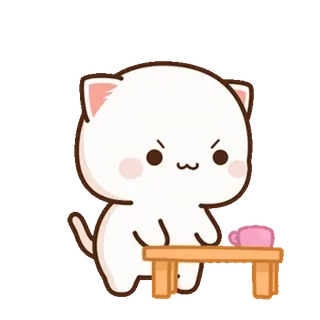 💬 แมว, สัตว์, น่ารัก, การ์ตูน, สติกเกอร์, โกรธ, โต๊ะ telegram sticker