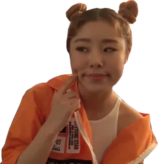 ☝ MYSTIC STAR kobieta, azjatka, pomarańczowy kombinezon, koreanka telegram sticker