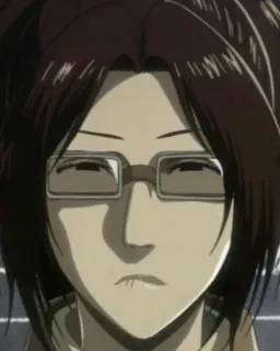 🥵 Hange Zoë Attack on Titan anime, character, glasses, scientist telegram sticker