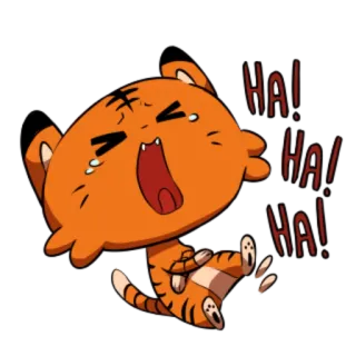 🐯 HA! HA! HA! 웃음, 주황 고양이, 만화, 행복, 즐거운, ㅋㅋㅋ telegram sticker