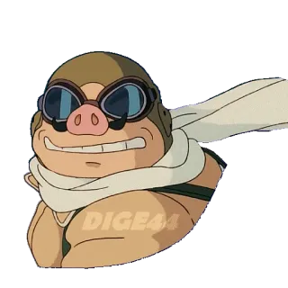😬 Porco Rosso DIGE44 porco rosso, ghibli, anime, cerdo, piloto, dibujos animados telegram sticker