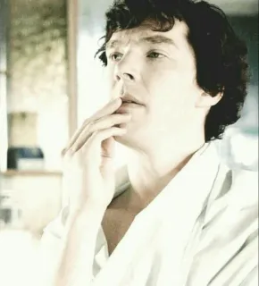 🤔 Sherlock Holmes Sherlock, Benedict Cumberbatch, detective, actor, portrait, tv series telegram sticker