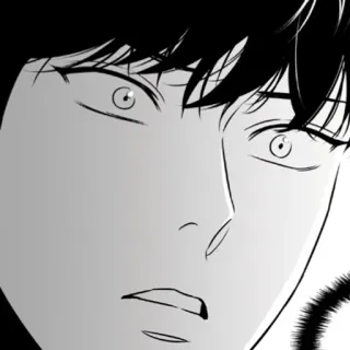 🖤 Anime, Manga, Personaggio, Bianco e nero, Primo piano, Espressione facciale telegram sticker