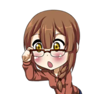 😯 Anime, Cartoon, Mädchen, geschockt, Brille, süß, Chibi whatsapp sticker