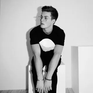 🃏 man, person, glasses, black and white, portrait, sitting, fashion, style telegram sticker